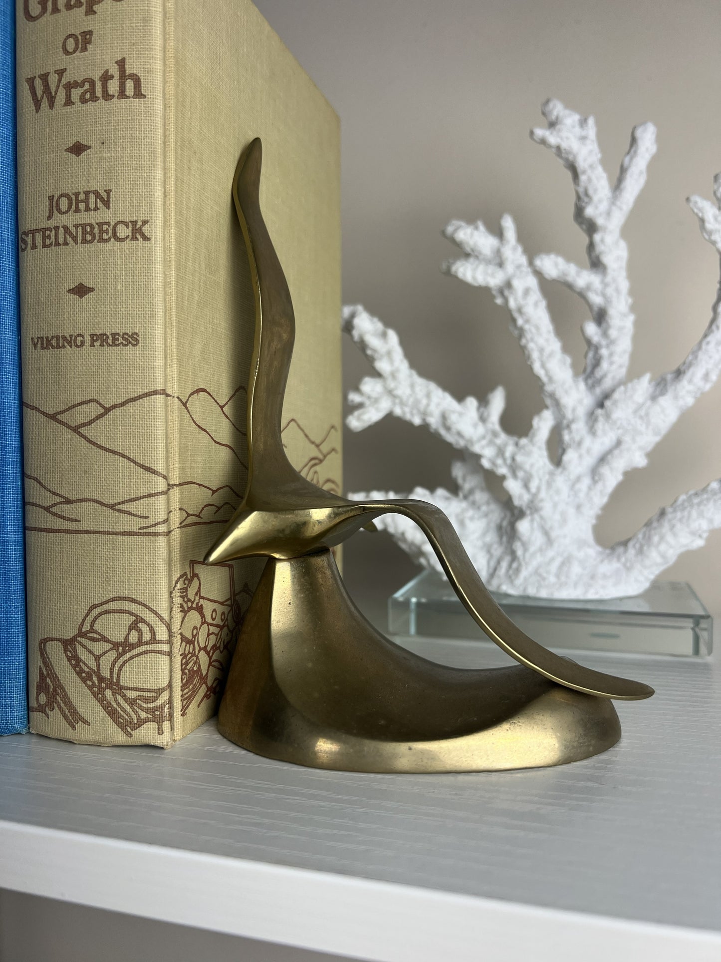 RESERVED FROM LIVE SALE - Pair of Brass Seagull Bookends