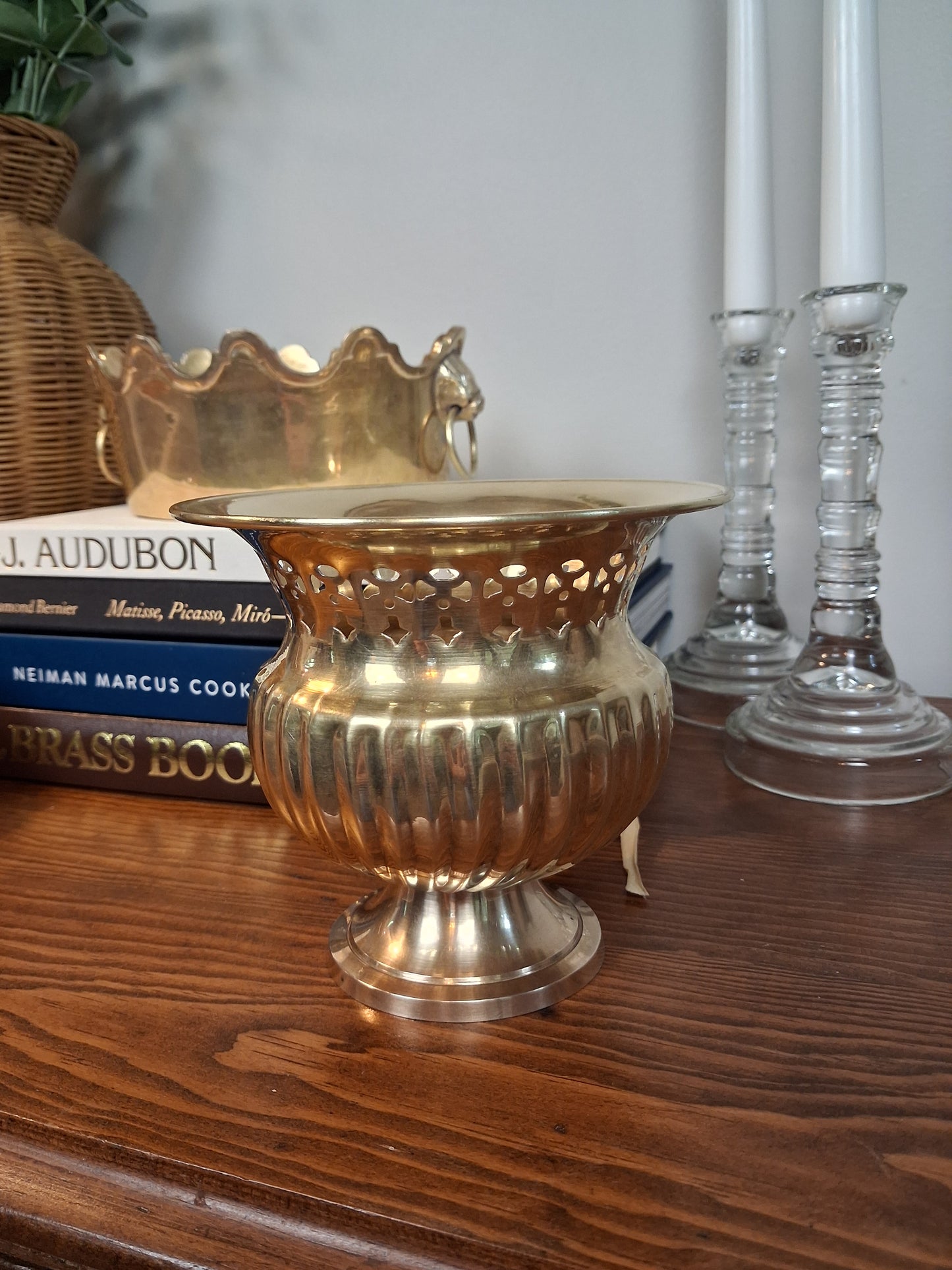 Small Reticulated Brass Planter