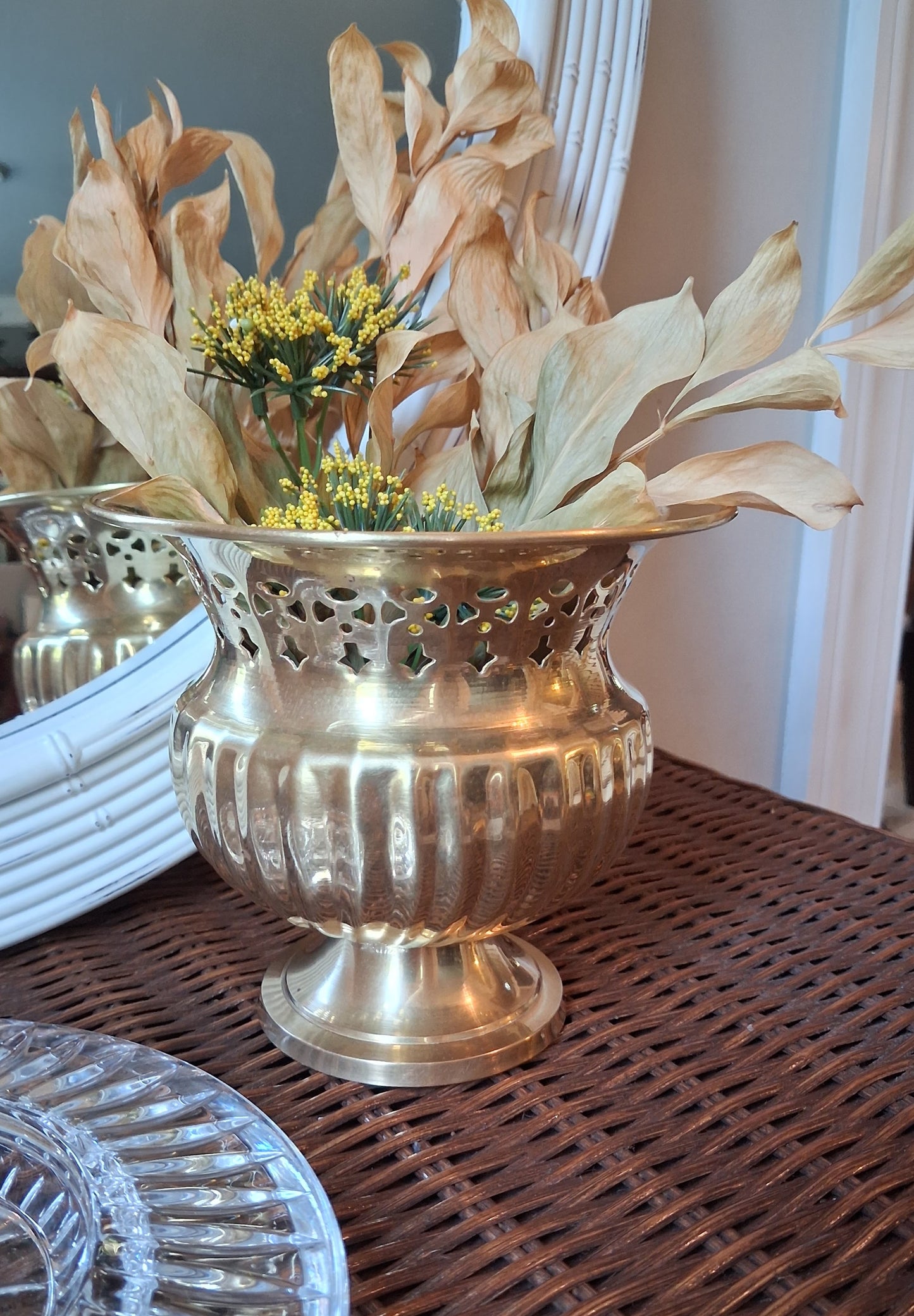Small Reticulated Brass Planter