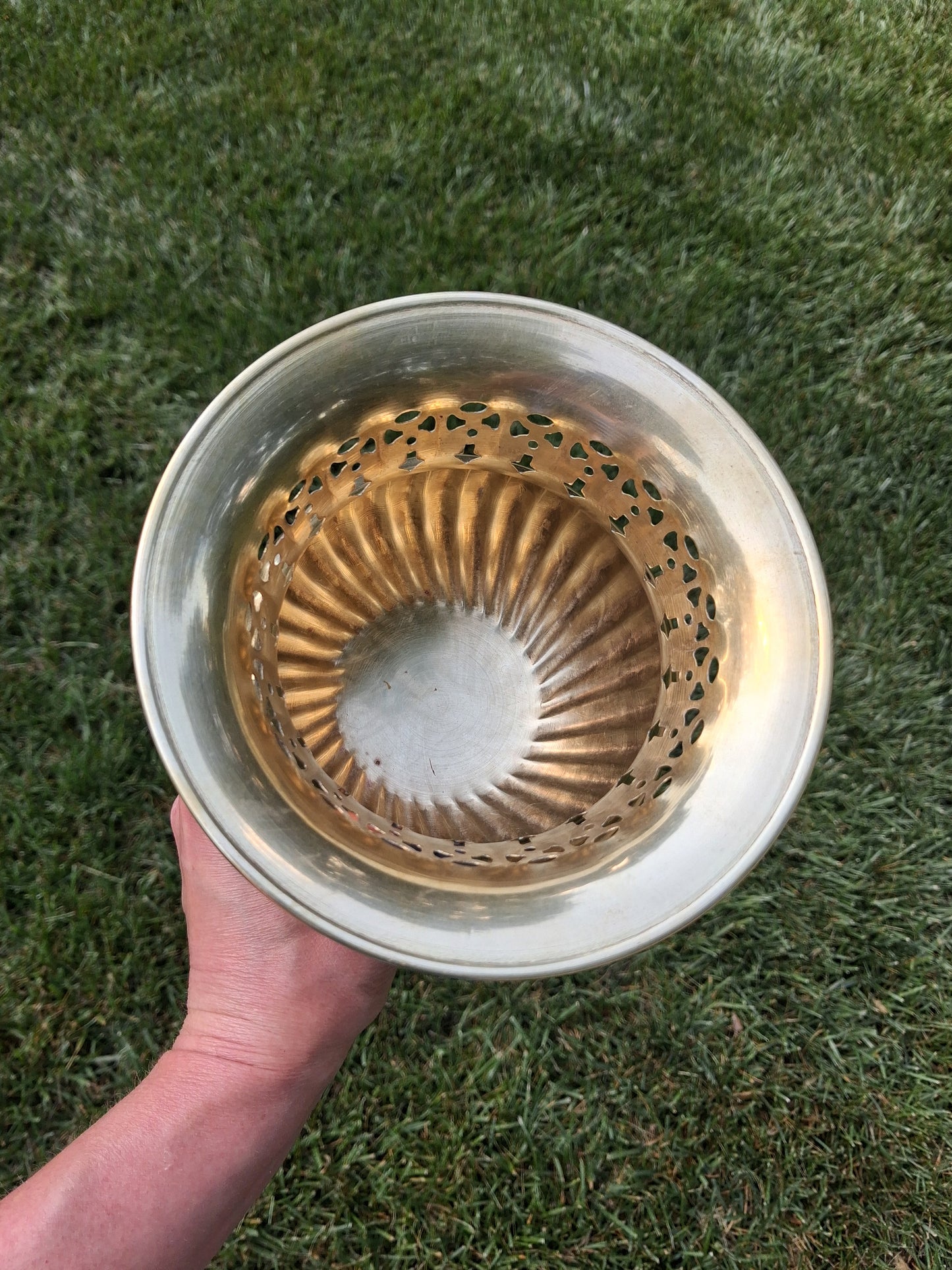 Small Reticulated Brass Planter