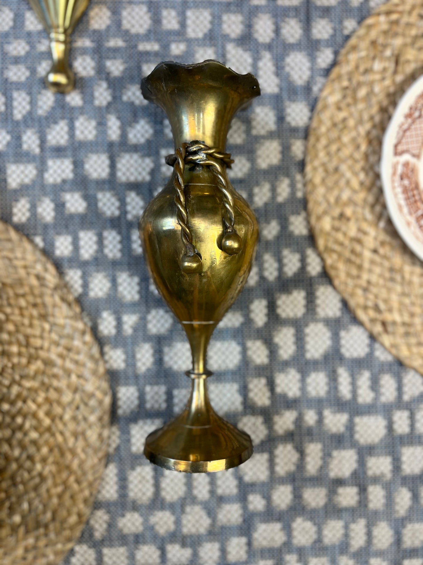 RESERVED Regency-Style Brass Bud Vase with Patina